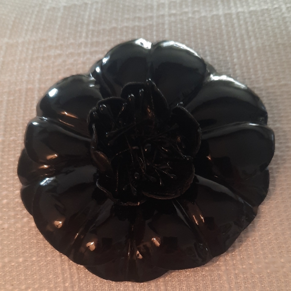 Black Flower Brooch